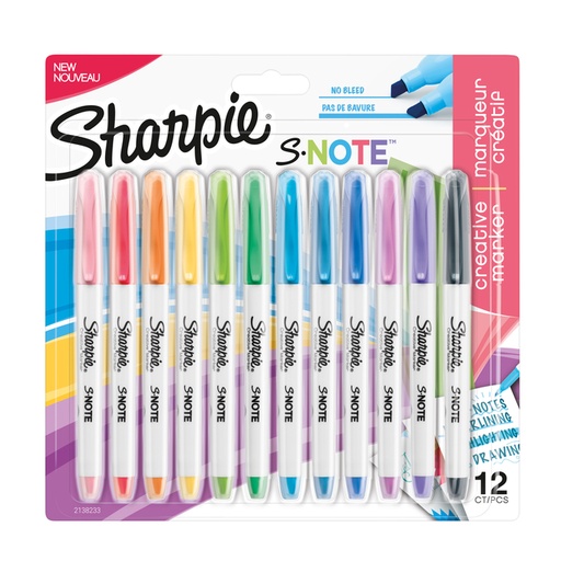 [1402230] Markeerstift Sharpie S-note assorti blister à 12 stuks