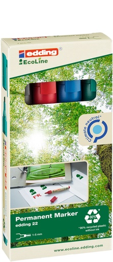 [1404503] Marqueur edding 22 EcoLine biseau assorti set 4 pièces
