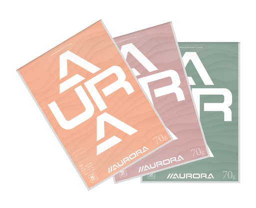 [1404600] Schrijfblok Aurora A4 lijn 100 vel 70gr assorti