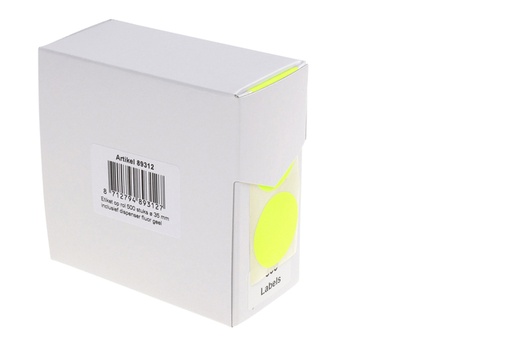 [1404538] Etiket Rillprint 35mm op rol fluor geel 500 stuks