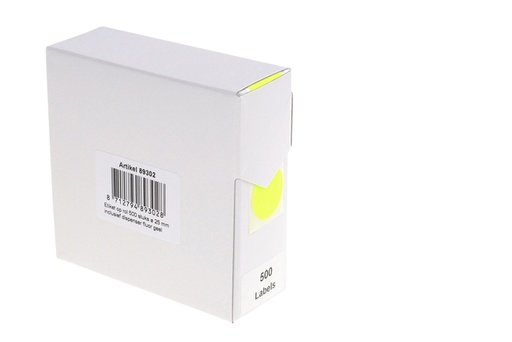 [1404543] Etiquette Rillprint 25mm rouleau de 500 pièces jaune fluo