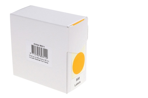 [1404545] Etiket Rillprint 35mm op rol fluor oranje 500 stuks
