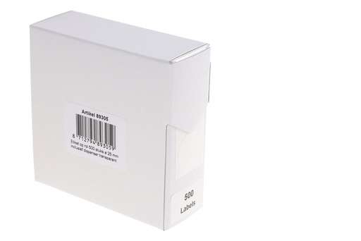 [1404546] Etiquette Rillprint 25mm rouleau de 500 pièces transparent