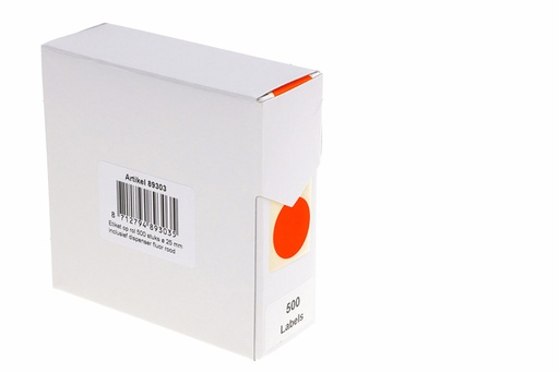 [1404547] Étiquette Rillprint 25mm rouleau de 500 pièces rouge fluo