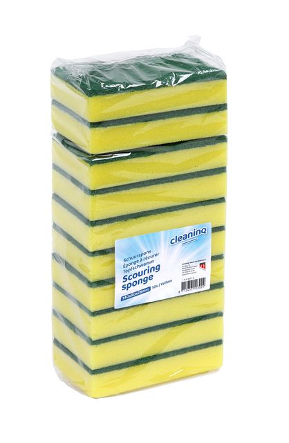 Eponge à récurer Cleaninq 140x90x28mm jaune/vert