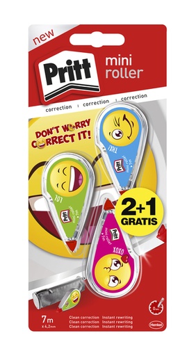 [1398935] Correctieroller Pritt mini flex 4,2mmx7m Emoji blister 2+1 gratis