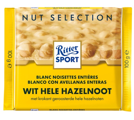 [1404794] Chocolat Ritter Sport blanc-noisette entière 100g