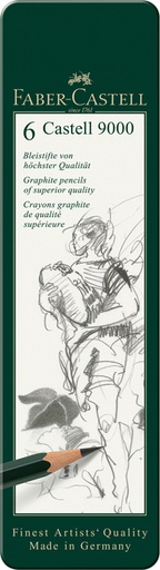 [1405523] Potlood Faber-Castell 9000 6 hardheden in blik