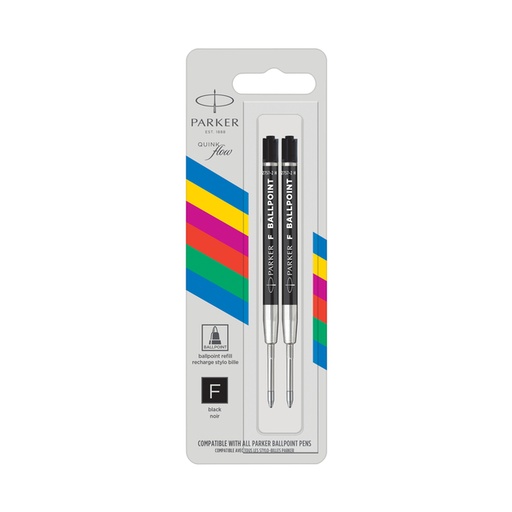 [1405912] Recharges Stylo bille Parker Eco Fin noir blister 2 pièces