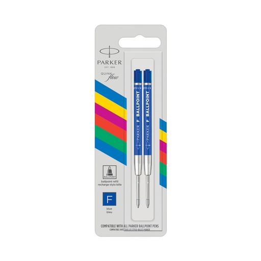 [1405944] Recharges Stylo bille Parker Eco Fin bleu blister 2 pièces