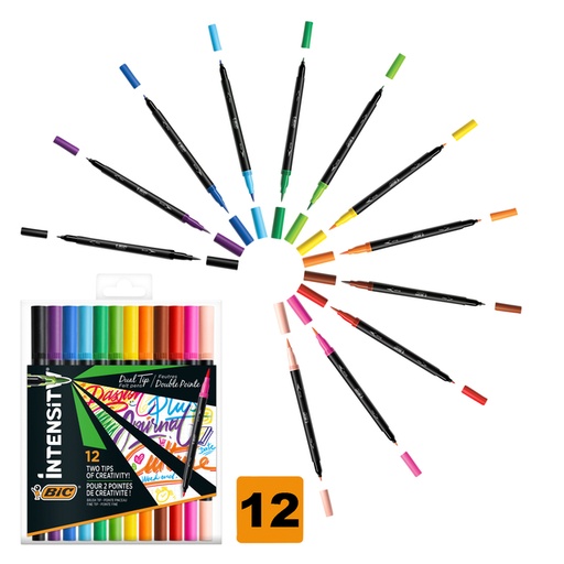 [1405868] Feutre de coloriage BIC Intensity Dual-tip étui 12 couleurs