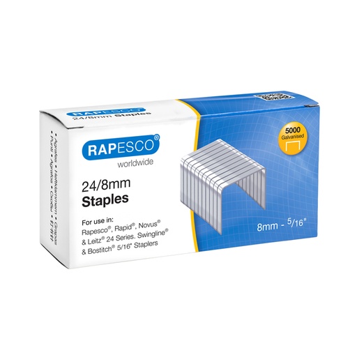 [1406125] Agrafes Rapesco 24/8 galvanisé 5000 pièces