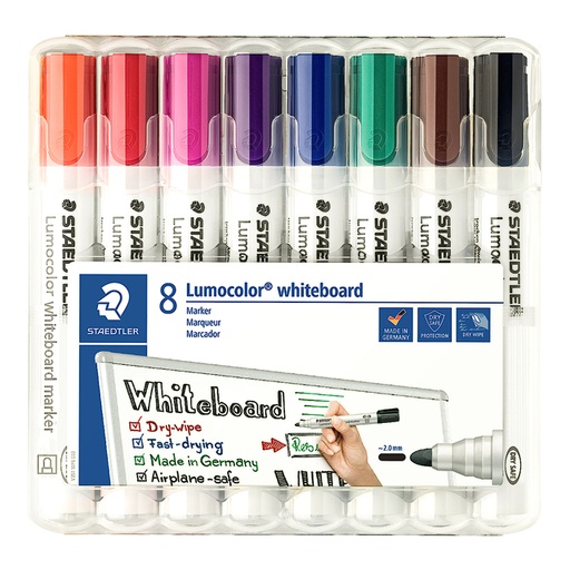 [1406472] Viltstift Staedtler Lumocolor 351 whiteboard set à 8 stuks assorti