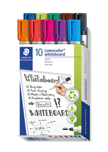 [1406474] Feutre tableau blanc Staedtler Lumocolor 351 assorti set 10 pièces