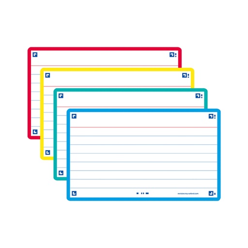 [1407436] Flashcard Oxford 2.0 75x125mm 80 vel 250gr lijn assorti