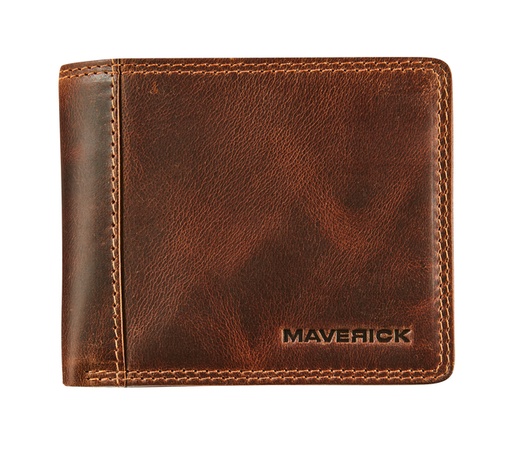 [1403272] Portemonee Maverick The Original compact kleingeldvak RFID leer bruin