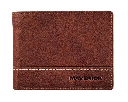 [1403309] Portemonee Maverick Rough Gear compact kleingeldvak RFID leer bruin