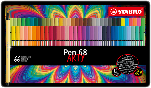 Viltstift STABILO Pen 68 Arty blik à 66 kleuren