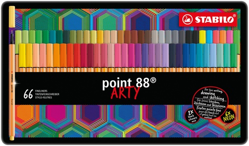 [1406734] Fineliner STABILO point 88/66 Arty fijn assorti blik à 66 stuks