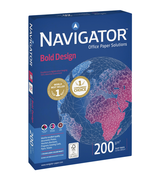 Papier copieur Navigator Bold Design A4 200g blanc 150 feuilles