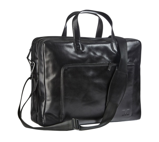 [1403308] Businesstas Maverick All Black met laptopvak 15.6" leer zwart
