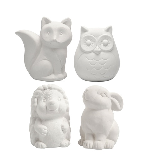 [1418854] Tirelire animaux Creativ Company otime terre cuite blanche set 4 pièces assorti