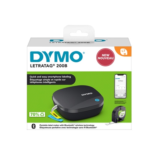 [1407386] Imprimante étiquette Dymo Letratag 200B Bluetooth portable 12mm noir