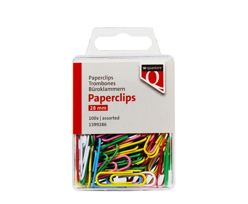 [1399286] Paperclip Quantore 28mm 100 stuks assorti