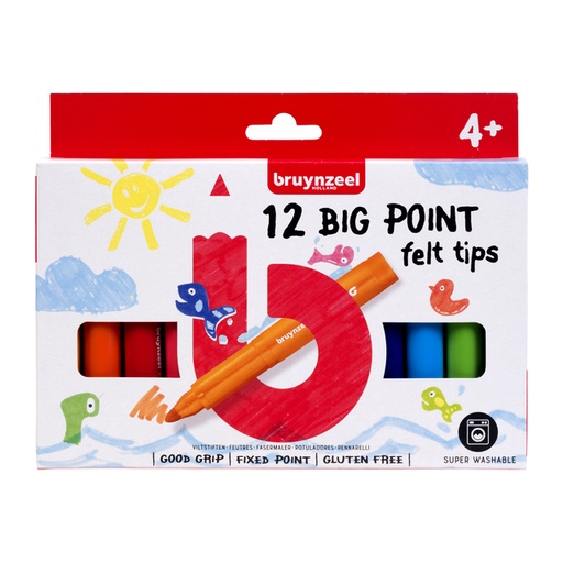 [1419097] Viltstift Bruynzeel Kids Big Point assorti 12 stuks