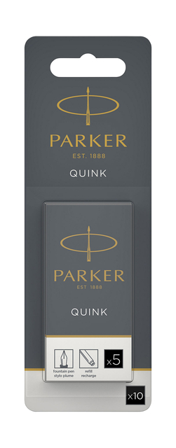 Cartouche d''encre Parker Quink noir blister 10 pièces
