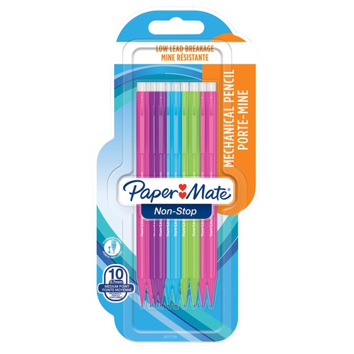 [1421326] Portemine Paper Mate non-stop 0,7mm HB assorti blister 10 pièces