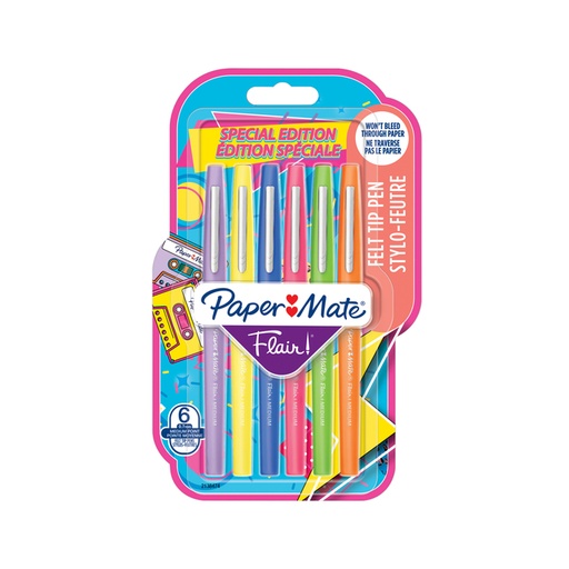 [1421333] Fineliner Paper Mate Flair retro medium assorti blister à 6 stuks