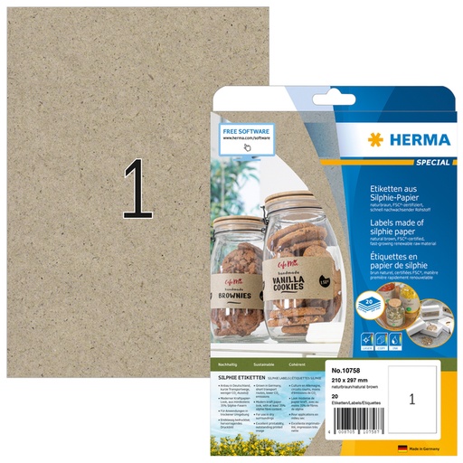 [1420436] Etiket HERMA 10758 210 x 297 mm silphie bruin 20 stuks