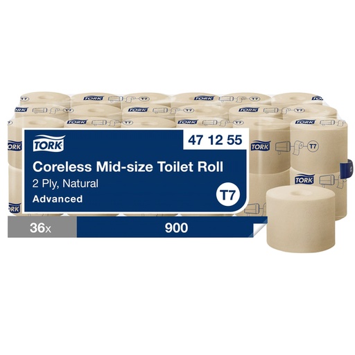 [1419401] Toiletpapier Tork T7 Advanced Optiserve Coreless 2-laags 104m naturel 471255