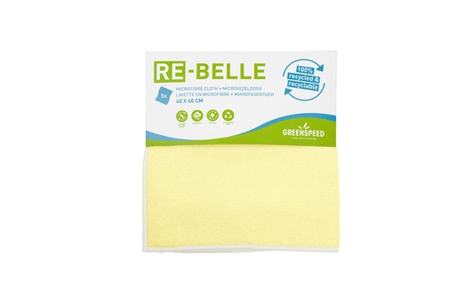 [1398836] Chiffon microfibre Greenspeed Re-belle 40x40cm jaune 5 pièces