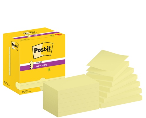[1420100] Memoblok Post-it Z-Note S350 Super Sticky 76x127mm geel 12 stuks