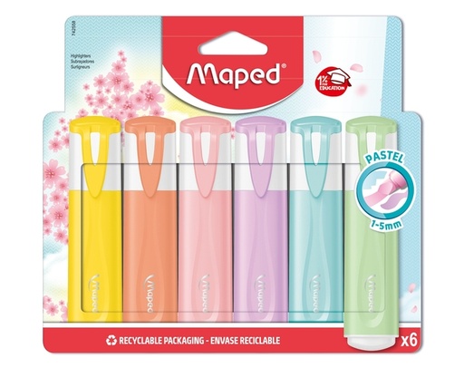 [1406879] Markeerstift Maped set à 6 pastel kleuren