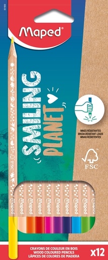 [1406887] Crayon de couleur Maped Smiling Planet set 12 couleurs