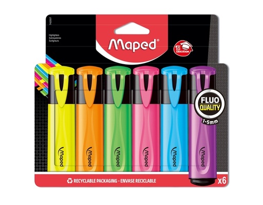 [1406890] Markeerstift Maped set à 6 standaard kleuren