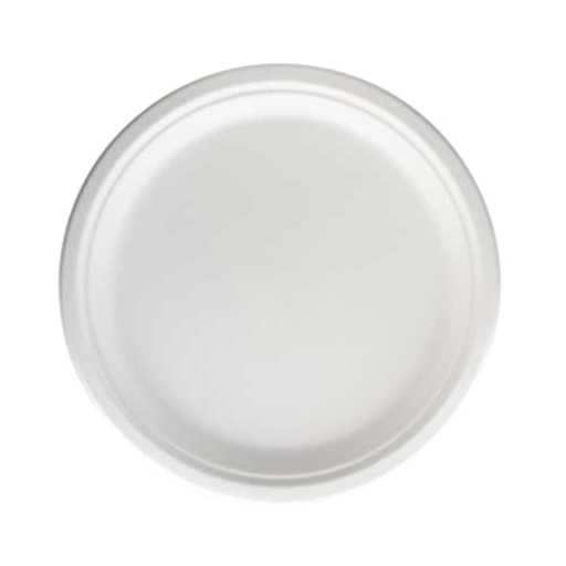 [1406911] Assiette IEZZY Ø260mm 1 compartiment canne à sucre blanc 50 pièces