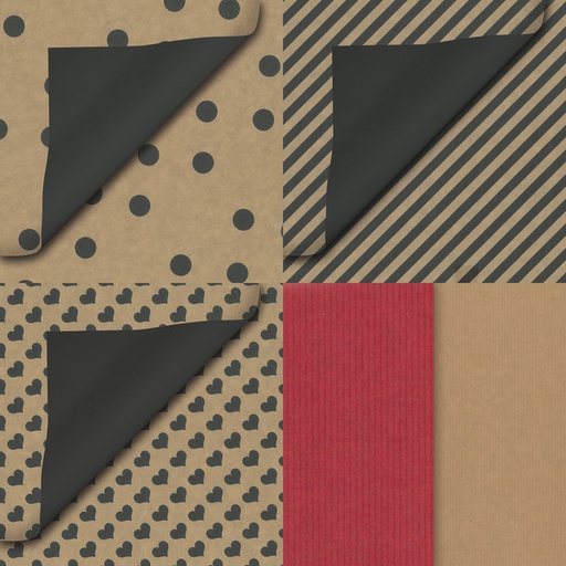 [1420233] Cadeauzak Special Wrap 12x19cm kraft zwart en wit assorti à 1000 stuks
