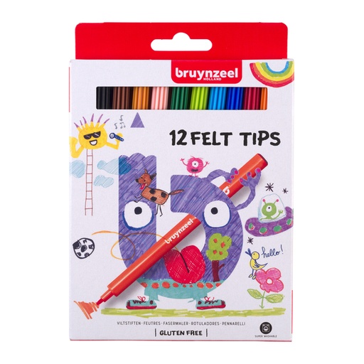 [1420281] Viltstift Bruynzeel Kids assorti 12 stuks