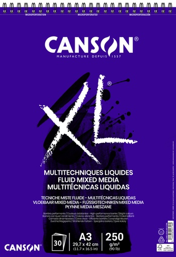 [1406746] Bloc à dessin Canson XL Multitechniques liquides A3 30 feuilles 250g ultra blanc
