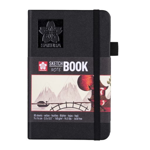[1406993] Carnet de croquis Sakura 90x140mm 140g 80 feuilles blanches noir