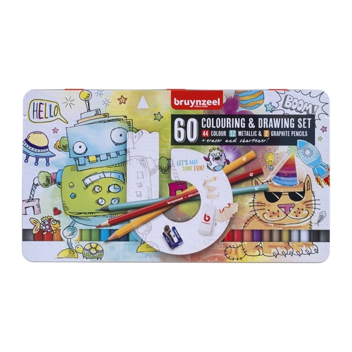 [1407011] Set dessin Bruynzeel Creatives jeune artiste boîte 60 pièces