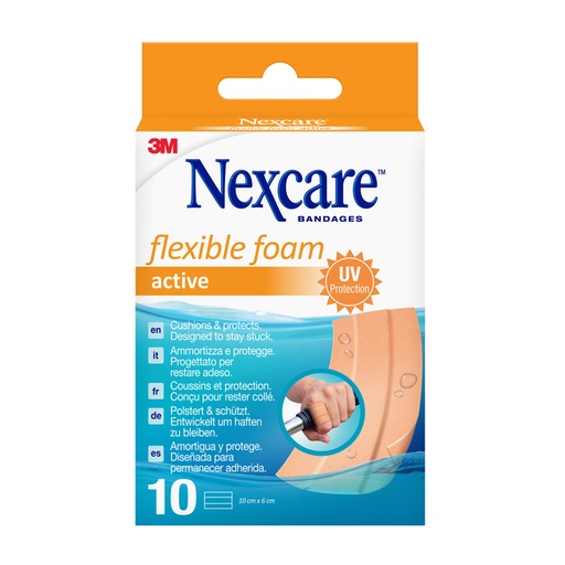[1419299] Pansements Nexcare Active Flexible Foam résistant à l'eau 6x10cm 10 pièces