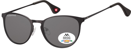 [1420318] Zonnebril Montana smoke gepolariseerd rond glas en metalen pootje zw