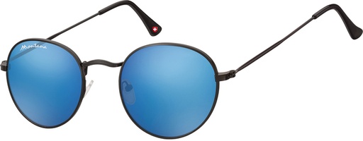 [1420333] Lunettes de soleil Montana noir mat Revo verre rond bleu