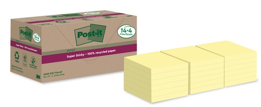 [1421455] Bloc mémos Post-it 654 RSS12CY 76x76mm jaune 14 + 4 gratuits
