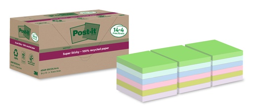 [1421456] Bloc mémos Post-it 654 RSS12COL 76x76mm Colour Notes 14+4 gratuits